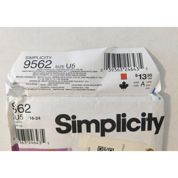 Simplicity 9562 Dress Jacket Sewing Pattern Misses Sizes 16-24 Uncut - Picture 3 of 3